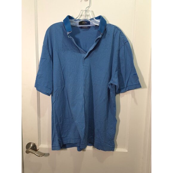 Callaway Other - Callaway Collection Blue Striped Golf Polo Shirt Large Egyptian Cotton